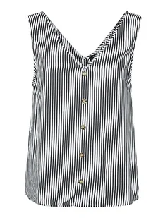 VERO MODA Women's VMBUMPY SL WVN NOOS Top, Snow White/Stripes:India Ink, XS, Snow White/Stripes:India Ink, XS - Koszulki i topy damskie - miniaturka - grafika 1