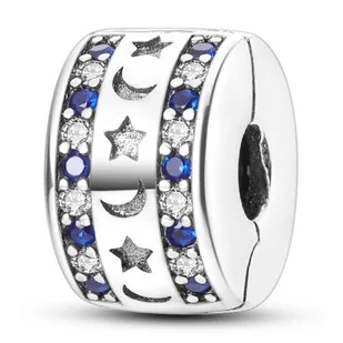 Zawieszka Charms SREBRO 925 Koralik do PANDORA Klips Separator Bloker Księżyc Gwiazda - Wisiorki - miniaturka - grafika 1