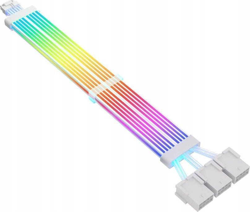 12VHPWR - PCIe 12-pin x2, 0.35m, Biały Q7X 3*PIN TO 12VHPWR ADAPTER CABLE 16 AWG ARGB