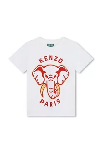 Koszulki dla chłopców - Kenzo Kids t-shirt bawełniany dziecięcy kolor biały z nadrukiem - Kenzo kids - grafika 1
