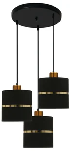 Potrójna lampa wisząca abażurowa na talerzu czarny + złoto - 7X Z38 G1-W72 - Lampy sufitowe Potrójna lampa wisząca abażurowa na talerzu czarny + złoto - 7X Z38 G1-W72 - Lampy sufitowe - miniaturka - grafika 1