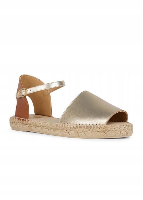 Geox Espadryle Damskie Skórzane Metaliczne Złoto Brązowe 37 Jtl