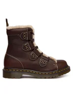 Botki damskie - Dr. Martens Trzewiki 1460 Lace To Toe Fur Lined DM41417200 Brązowy - miniaturka - grafika 1