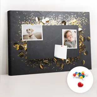 Szkolna Tablica korkowa 60x40 cm, Kolorowe Pinezki, wzór Złote konfetti - Tablice i flipcharty - miniaturka - grafika 1