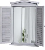 Lustra - Lustro ścienne Lustro łazienkowe Lustro łazienkowe okno z okiennicami, 71x46x5cm ~ shabby grey - miniaturka - grafika 1