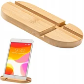 Akcesoria do tabletów i e-booków - BAMBUSOWY STOJAK POD na TELEFON I TABLET podwójny - miniaturka - grafika 1