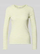 Bluzki damskie - Bluzka z długim rękawem o kroju slim fit z mieszanki bawełny ekologicznej model ‘ANNA’ - miniaturka - grafika 1