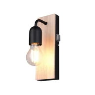 Lampy ścienne - Kinkiet ścienny Arturo jasne drewno-czarny 1xE27x10W do łazienki z włącznikiem wym: 24 x 8 x 11 cm metal IP44 Trio - miniaturka - grafika 1