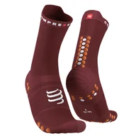 Skarpetki sportowe męskie - COMPRESSPORT Skarpetki do biegania wysokie ProRacing Socks V4 bordowe - miniaturka - grafika 1