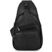 Nerki - Saszetka Nerka Przez Ramię Crossbody Męska Modna Torba Dwukomorowa Skóra Naturalna F03 : Kolory - Czarny - miniaturka - grafika 1