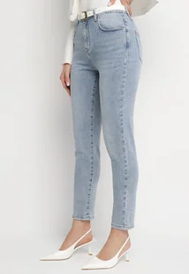Niebieskie Jeansy o Kroju Mom Fit z Wysokim Stanem Delarine - Spodnie damskie - miniaturka - grafika 1