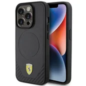 Etui i futerały do telefonów - Etui Ferrari Carbon Metal Logo MagSafe na iPhone 15 Pro - czarne - miniaturka - grafika 1