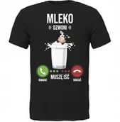 Koszulki męskie - KOSZULKA MLEKO DZWONI MUSZĘ IŚĆ SUPER PREZENT - miniaturka - grafika 1