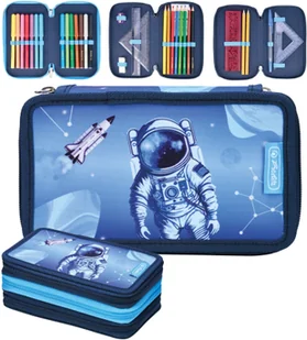 Piórnik potrójny trzykomorowy z wyposażeniem 31el kosmonauta Cosmic HERLITZ - Piórniki - miniaturka - grafika 1