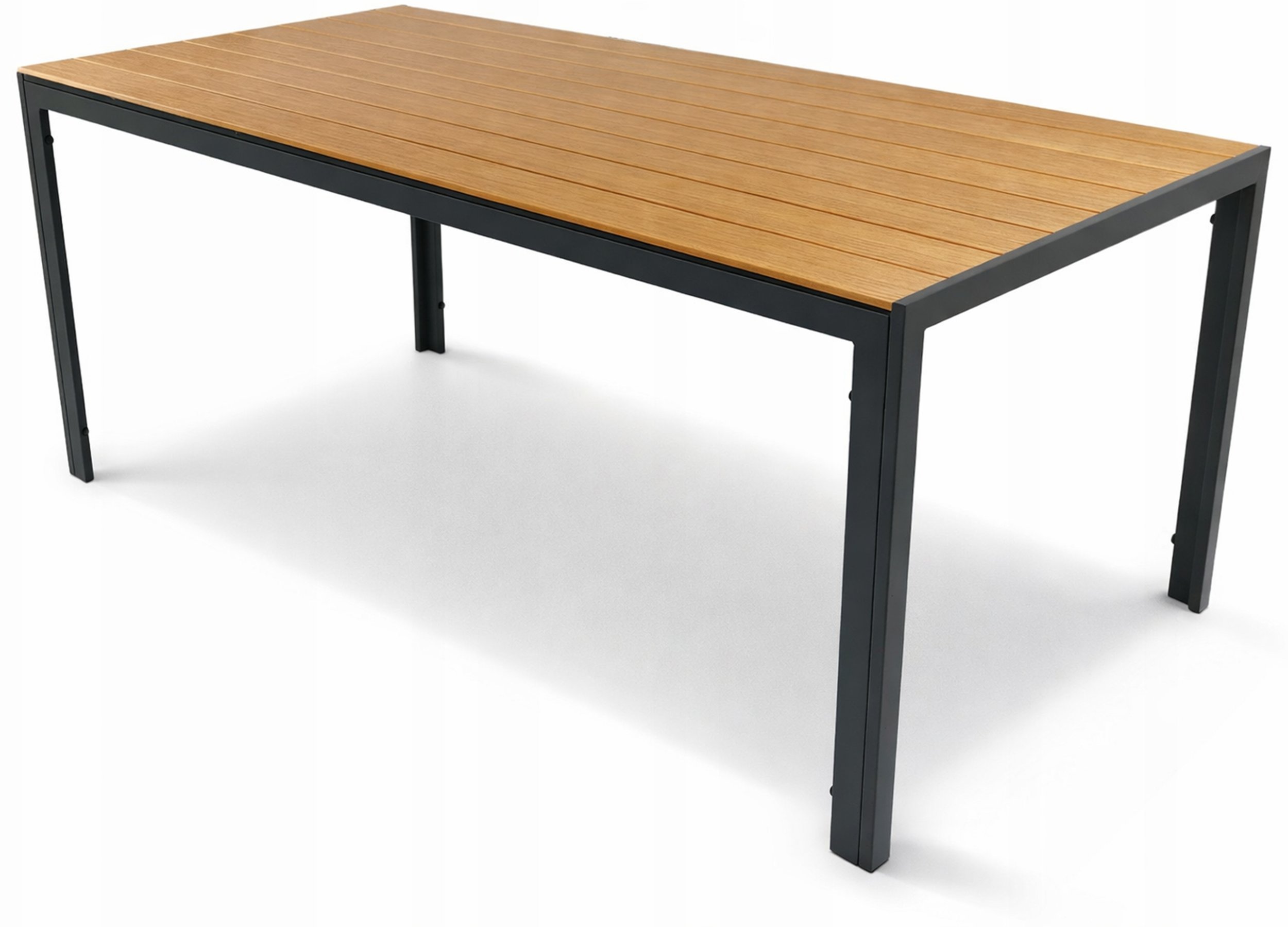 Kontrasto Stół ogrodowy ALLEN-ST 190x90 blat polywood prostokątny czarny na taras KONT_5908253101572