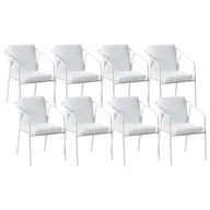 Fotele i krzesła ogrodowe - BELIANI Zestaw 8 krzeseł ogrodowych z poduszkami ASCIANO Metal Biały - miniaturka - grafika 1