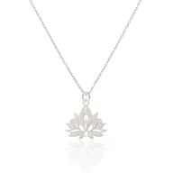 Naszyjniki - Naszyjnik Srebrny Z Kwiatem Lotosu 50 Cm - miniaturka - grafika 1