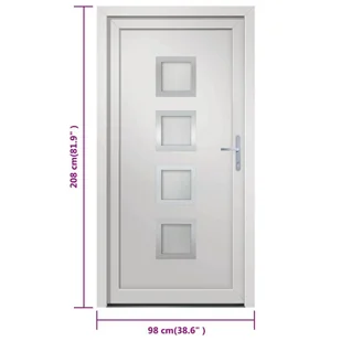 vidaxl Drzwi wejściowe, białe, 98x208 cm, PVC 8720845887049 - Drzwi zewnętrzne - miniaturka - grafika 11