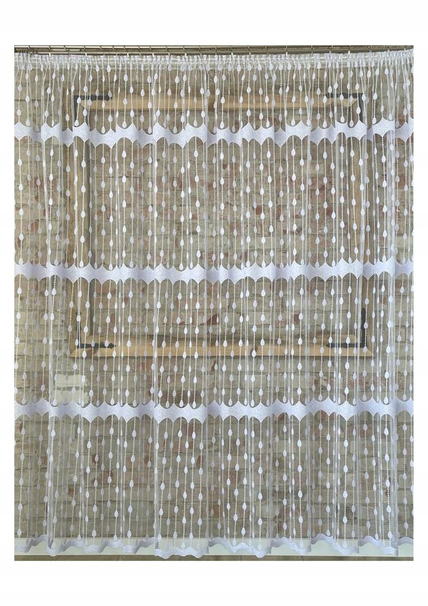 Firana gotowa 400x160, siateczka biała, „Kropelka”