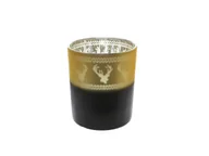 Pozostałe akcesoria świąteczne - Szklany świecznik Renifer złoty - 7,8 cm - 1 szt. - miniaturka - grafika 1