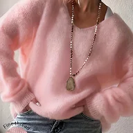 Swetry damskie - TEMU Nowoczesna, elegancka i modna damska sweterka z długim rękawem i dekoltem w serek, w jednolitym kolorze, uniwersalna - miniaturka - grafika 1