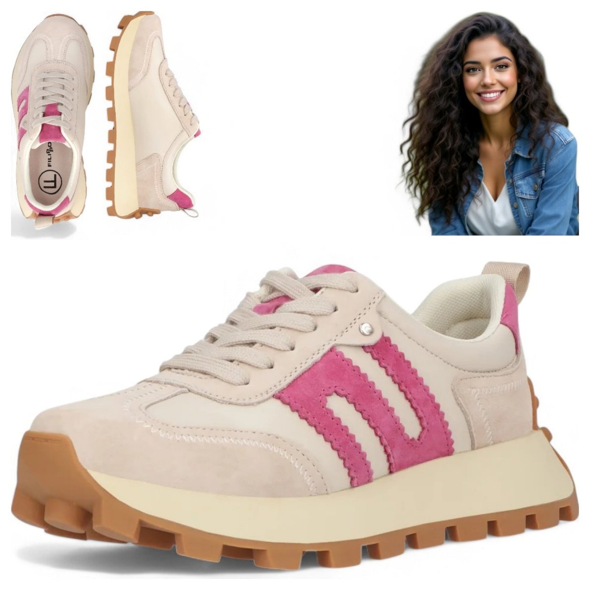 Sneakersy Damskie SKÓRZANE FILIPPO Wygodne Czarne Eleganckie Półbuty 40