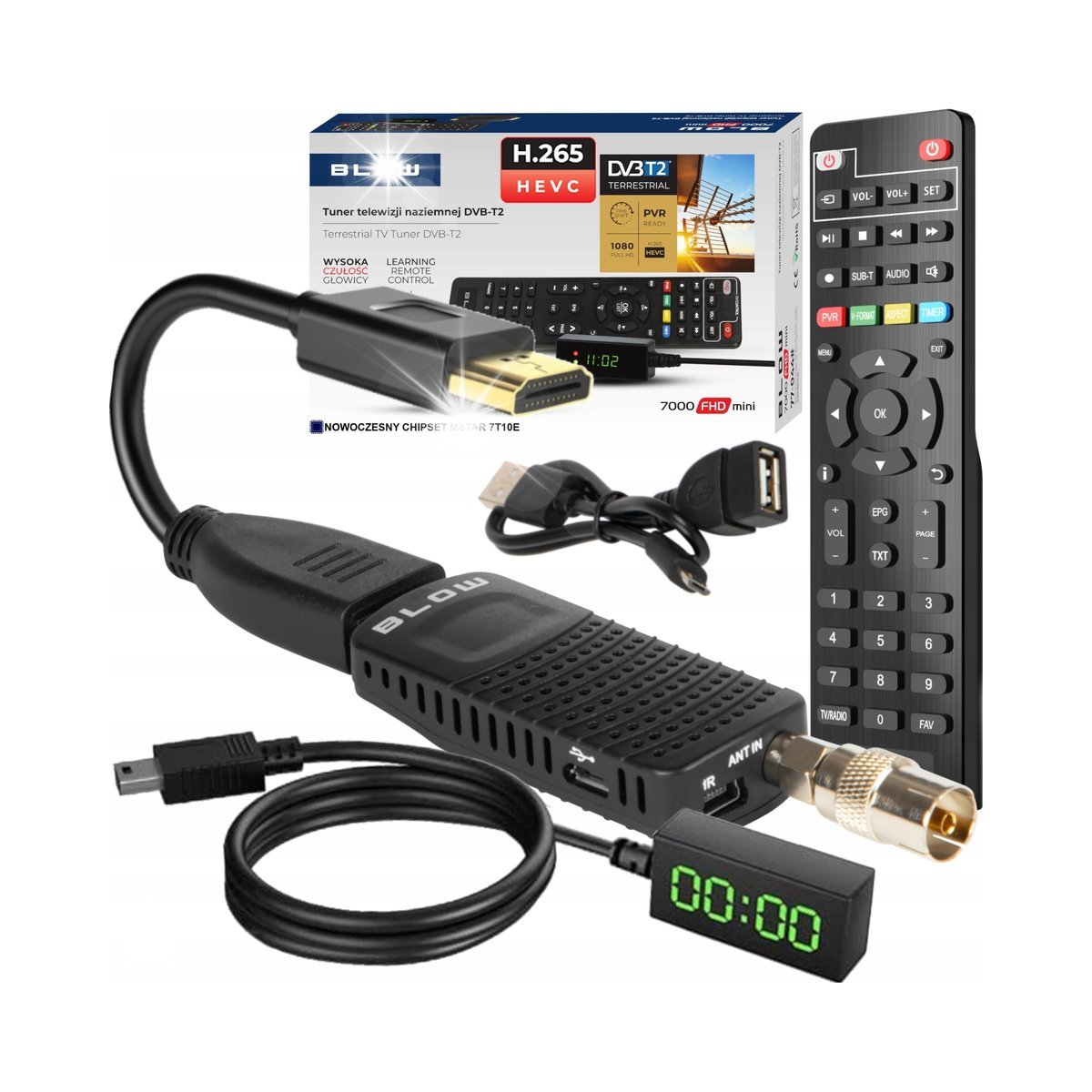 Tuner dekoder cyfrowy TV HD DVB-T2 HDMI H.265 HEVC