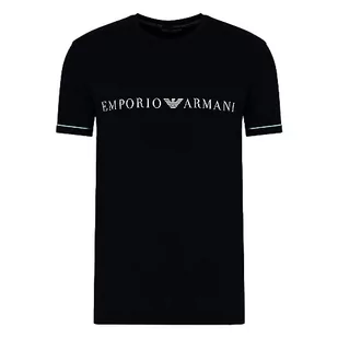 Emporio Armani Męski T-shirt z logo Crew Neck Underlined, czarny, L - Koszulki męskie - miniaturka - grafika 1