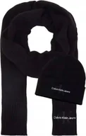 Czapki damskie - CALVIN KLEIN CZAPKA SZALIK ZESTAW ZIMOWY GIFTBOX CIEPŁY CZARNY UNIWERSALNY - miniaturka - grafika 1