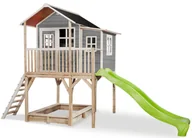 Place zabaw - Exit Domek drewniany dla dzieci ze zjeżdżalnią Loft 750 - szary - miniaturka - grafika 1