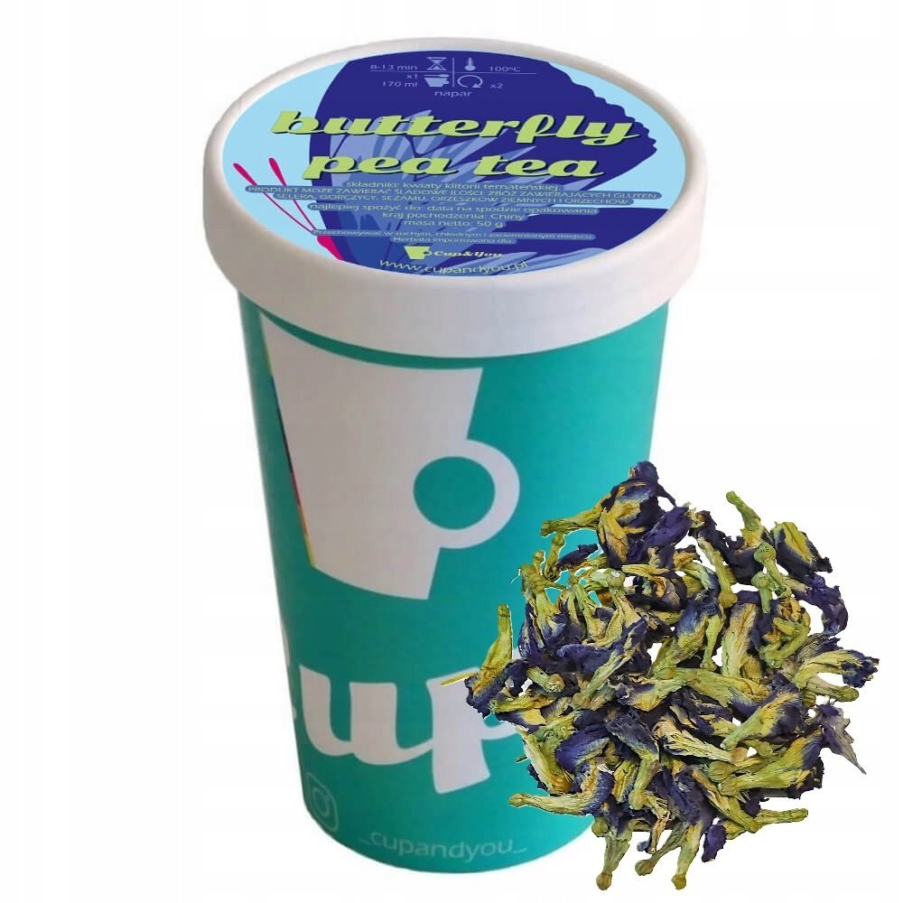 HERBATA NIEBIESKA - Butterfly Pea Tea napar kwiaty klitorii ternateńskiej BLUE TEA - Doskonała na ciepło, jako mrożona herbata lub naturalny barwnik..
