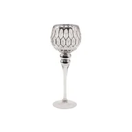 Świeczniki - Świecznik biało-srebrny 35 cm - miniaturka - grafika 1