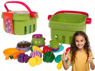 ZESTAW PIKNIKOWY dla dzieci KOSZYCZEK akcesoria na rzepki ZABAWA W SKLEP - Zabawy w naśladowanie dorosłych - miniaturka - grafika 1