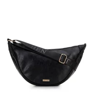 Torebki damskie - Damska torebka crossbody na szerokim pasku czarna - miniaturka - grafika 1