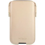 Etui i futerały do telefonów - Guess Saffiano Pouch - Torebka na telefon S/M max 6.1" złoty - miniaturka - grafika 1