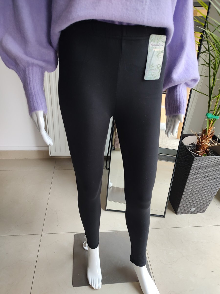 Legginsy ocieplane bambusowe gładkie2 - czarny S/M
