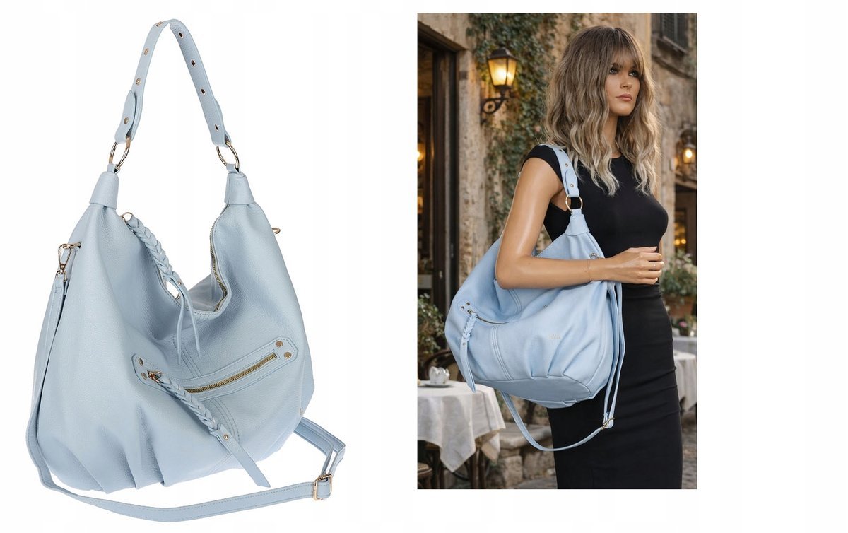 Torebka Damska Listonoszka Worek Shopper Torba na Ramię CC3501 niebieska