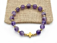 Bransoletki - Bransoletka różaniec na rękę ametyst sakwa - miniaturka - grafika 1