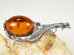405-40 Broszka Srebro z Bursztynem - Broszki - miniaturka - grafika 1