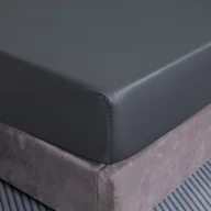 Prześcieradła - Prześcieradło Bawełniane Z Gumką 200X200+25 Ciemno Szare - miniaturka - grafika 1