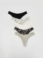 Majtki damskie - Reserved - Bawełniane majtki typu stringi 5 pack - czarny - miniaturka - grafika 1