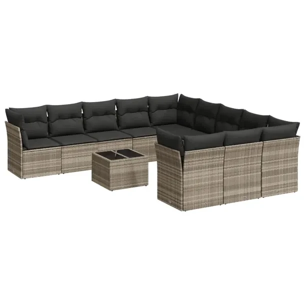 Zestaw mebli ogrodowych modułowych jasnoszary rattan PE 62 x 62 x 69 cm