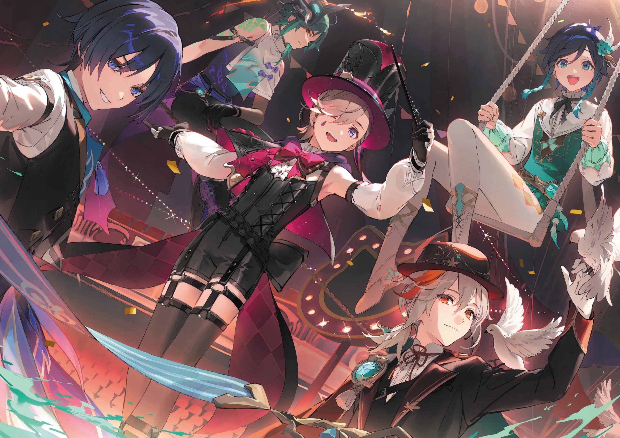 Plakat A3 Genshin Impact Anime Gra Lyney Wanderer Venti Kazuha Xiao