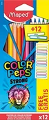 Długopisy - Maped - Ergonomiczne kredki kolorowe, kolorowe kredki COLOR'PEPS STRONG – 12 długopisów + 12 naklejek na nazwy - miniaturka - grafika 1