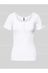 T-shirt o kroju slim fit z mieszanki bawełny z krótką listwą z zatrzaskami model KITTE - Pieces - Koszulki i topy damskie - miniaturka - grafika 1
