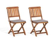 Fotele i krzesła ogrodowe - Beliani Zestaw do ogrodu 2 krzesła brązowe drewniane CENTO - miniaturka - grafika 1