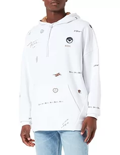 BOSS Męska bluza z kapturem Soodyart, Biały 100, XXL - Bluzy męskie - miniaturka - grafika 1