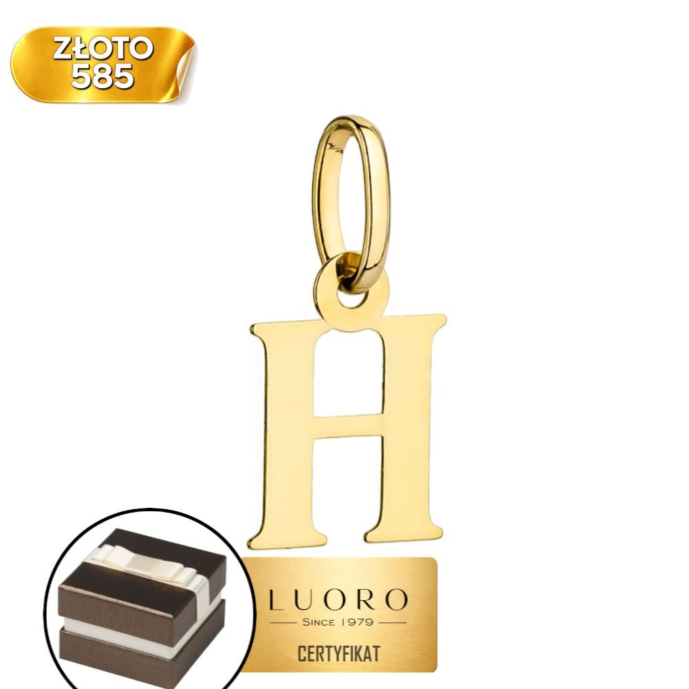 GUSTOWNA ZAWIESZKA ZŁOTA 585 14K LITERKA H 17 MM PRESTIŻOWY DESIGN