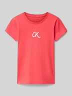 Koszulki dla dziewczynek - T-shirt o kroju slim fit z nadrukiem z logo i okrągłym dekoltem - miniaturka - grafika 1