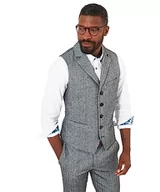 Garnitury - Joe Browns Męska kamizelka garniturowa w jodełkę, szara, 46, szary, 46 - miniaturka - grafika 1
